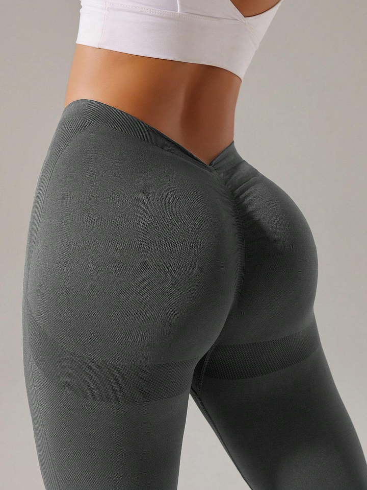 Female Unique Deep V Back Scrunch Bum Leggings