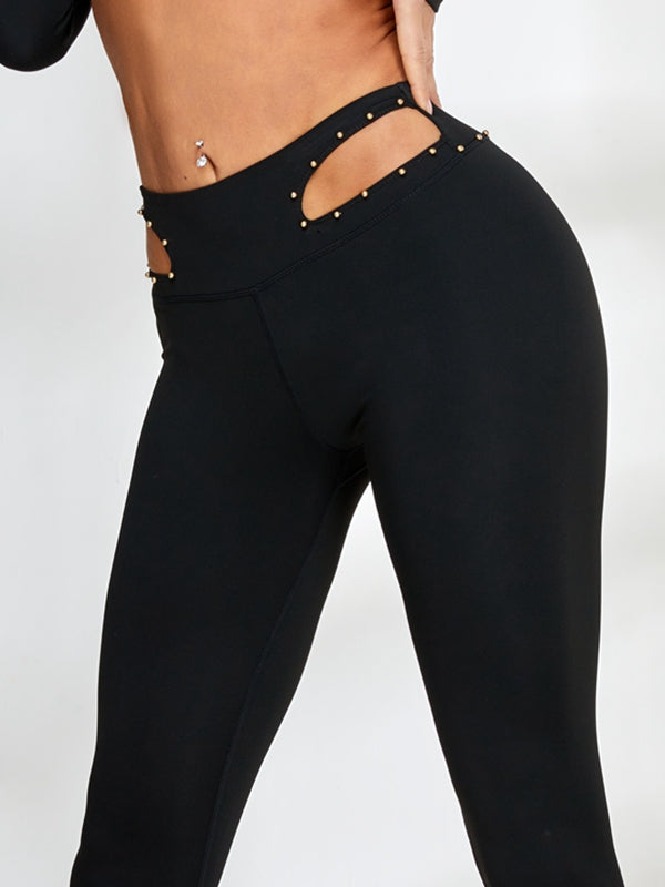 Female Rivet Cutout Leggings