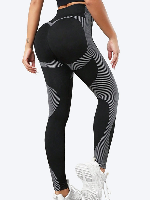 Female Contrast Color Stripes Scrunch Bum Leggings