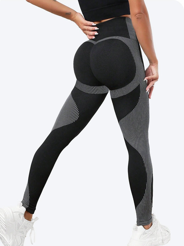 Female Contrast Color Stripes Scrunch Bum Leggings