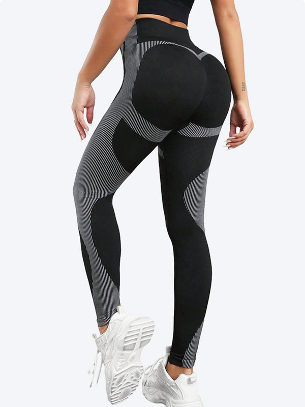 Female Contrast Color Stripes Scrunch Bum Leggings