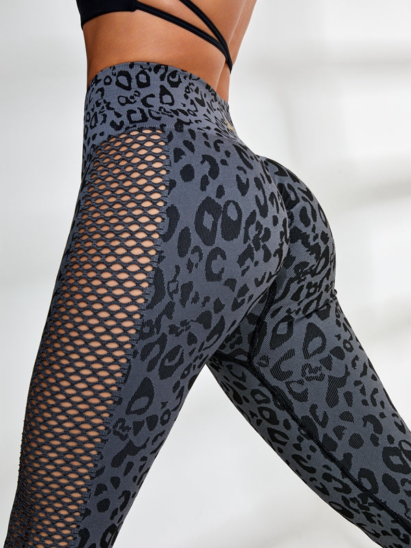 Female Leopard Net Scrunch Bum Seamless Leggings