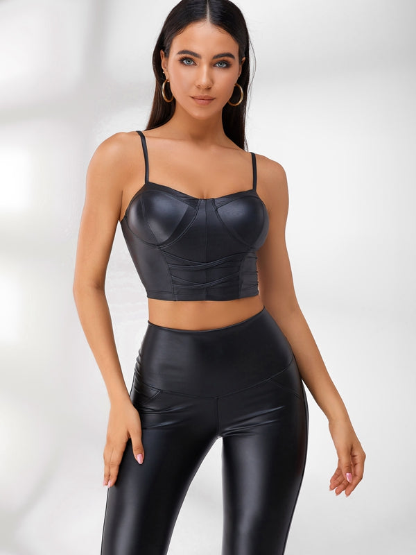 Female PU High-rise Leggings