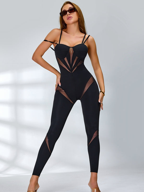 Female Sexy Mesh Push-Up Yoga Jumpsuit