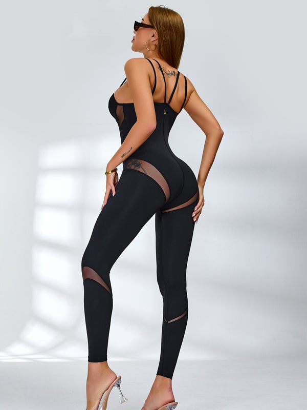 Female Sexy Mesh Push-Up Yoga Jumpsuit