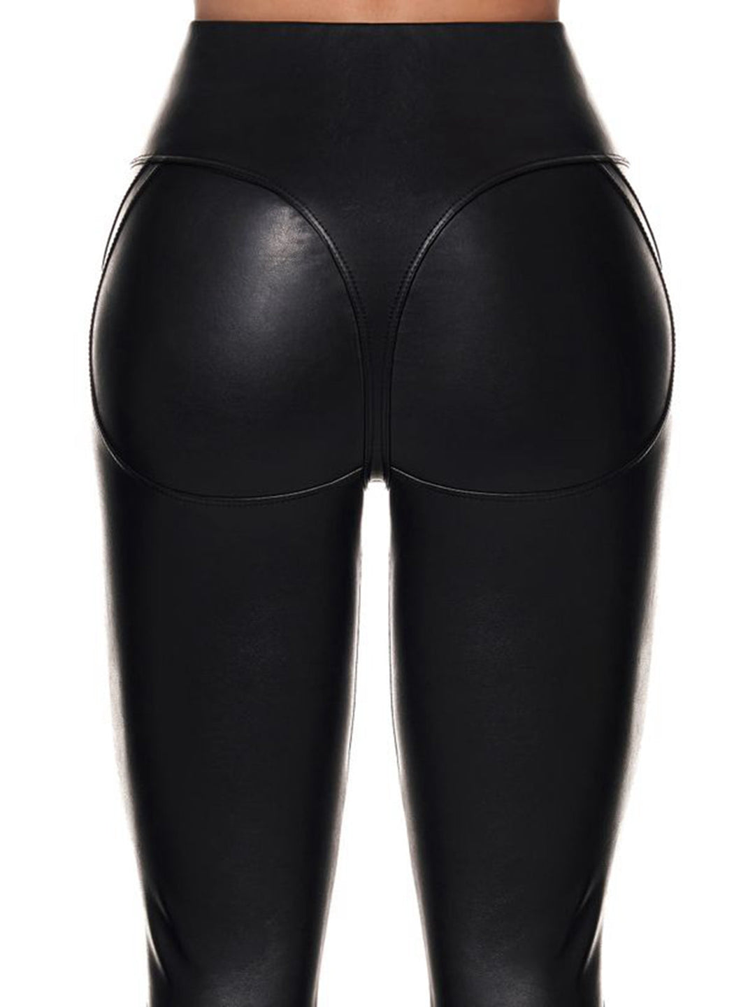 Female PU Zipper Fly-eye Hip-lift Leggings