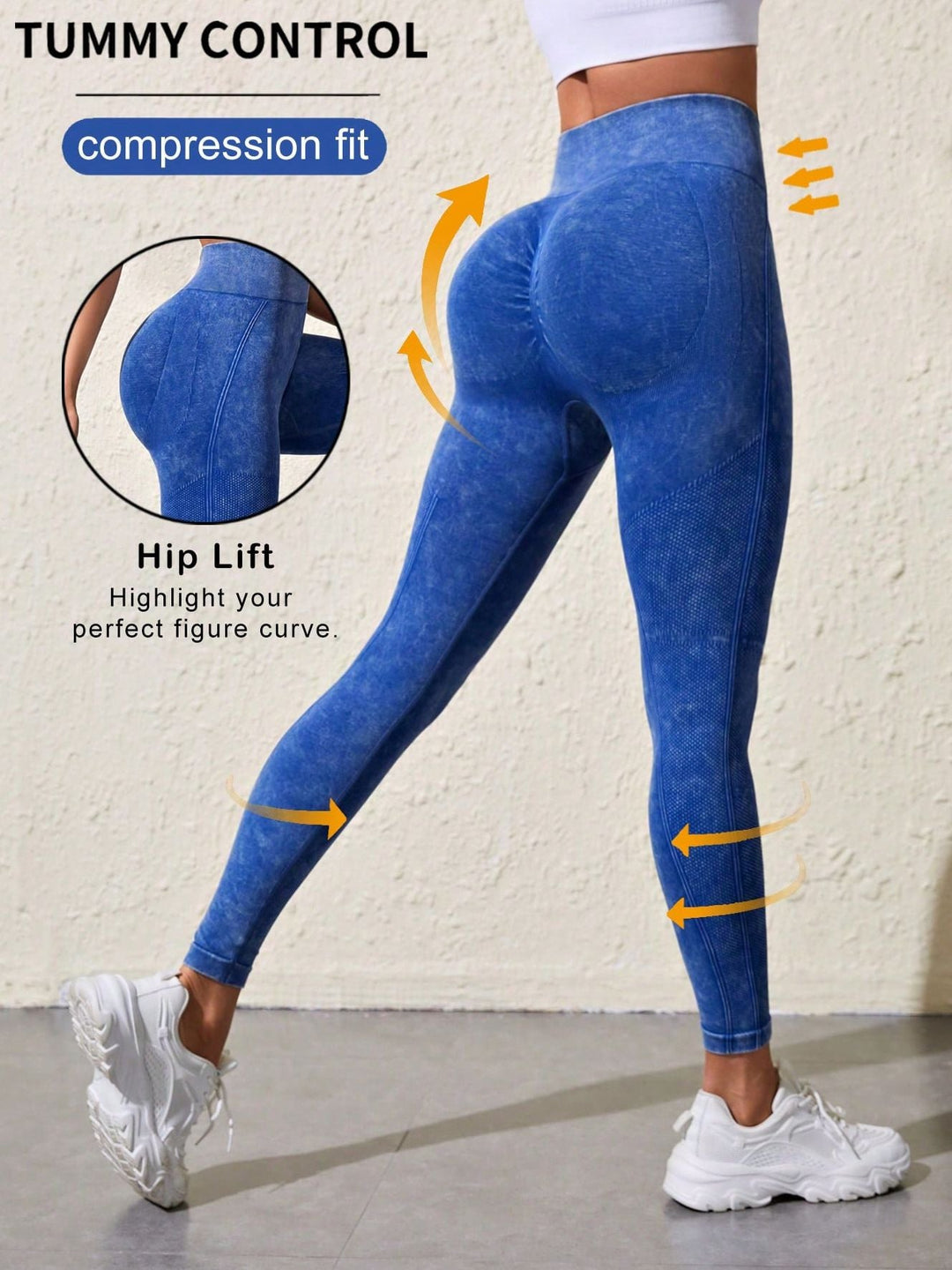 Female Denim Scrunch Bum Hip-lift High-waisted Leggings