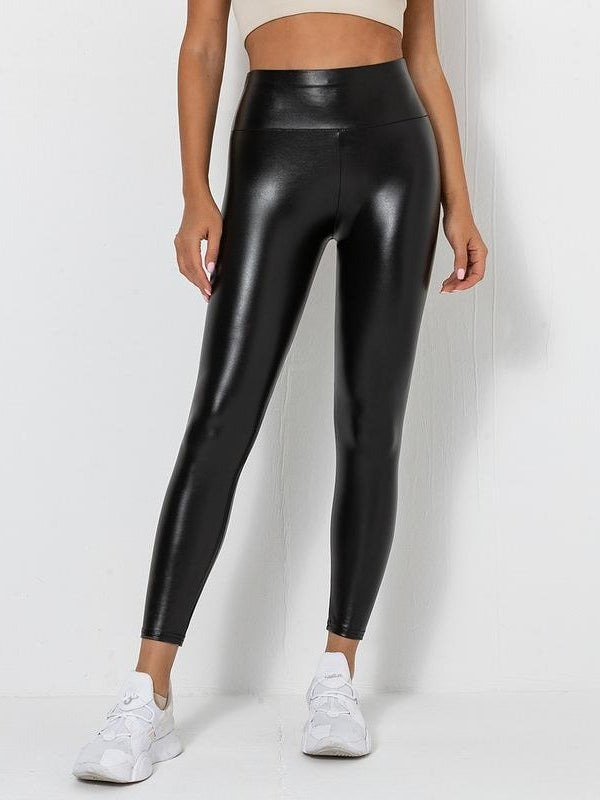 Female Scrunch Bum PU High-rise Leggings