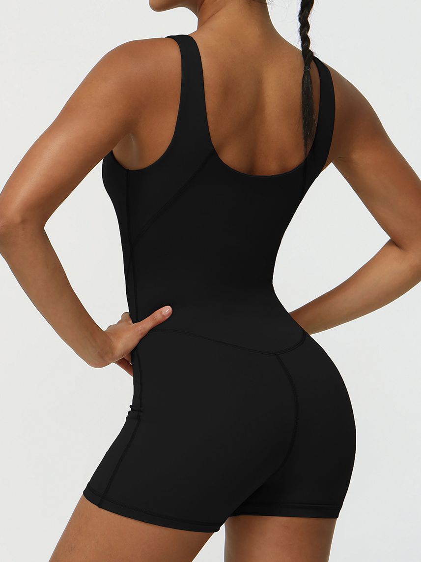 Female V-neck High-Support Elastic Tight Short Jumpsuit