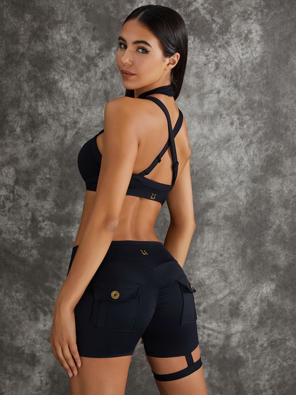 Female Unique Cut Out Pocket Mesh Scrunch Bum Leggings