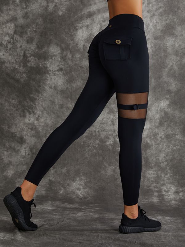 Female Unique Cut Out Pocket Mesh Scrunch Bum Leggings