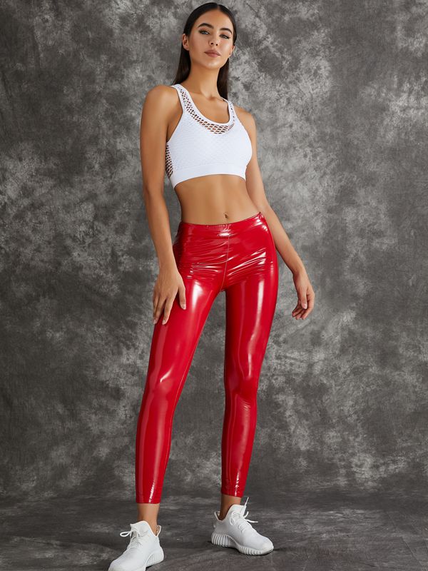 Female High Impact Shockproof Latex Leggings