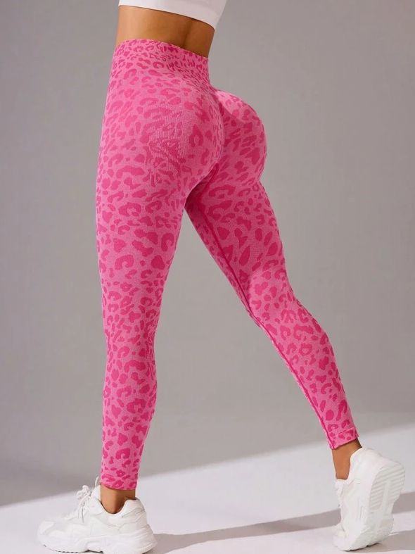 Female Leopard Print Elastic Tight Scrunch Bum Leggings