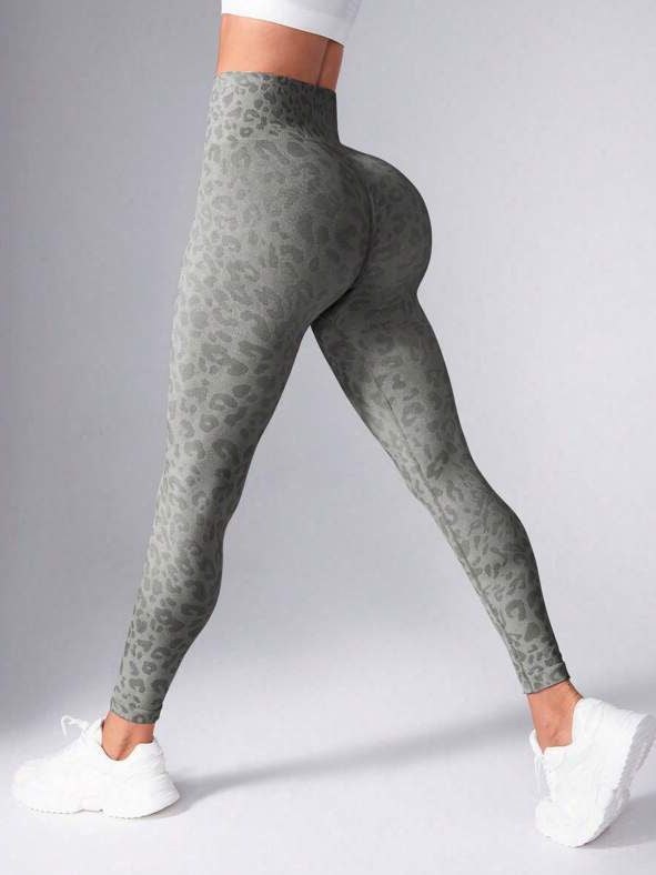 Female Leopard Print Elastic Tight Scrunch Bum Leggings