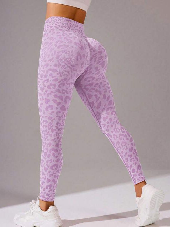 Female Leopard Print Elastic Tight Scrunch Bum Leggings