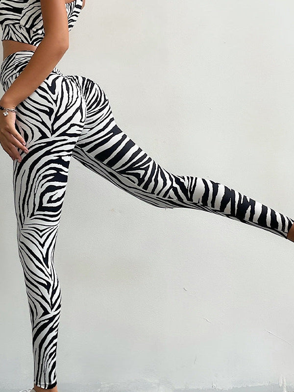 Female Zebra Pattern Scrunch Bum Leggings