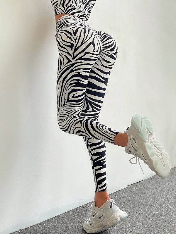 Female Zebra Pattern Scrunch Bum Leggings