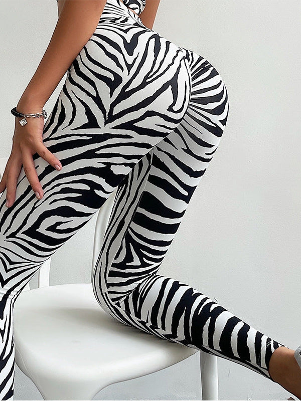 Female Zebra Pattern Scrunch Bum Leggings