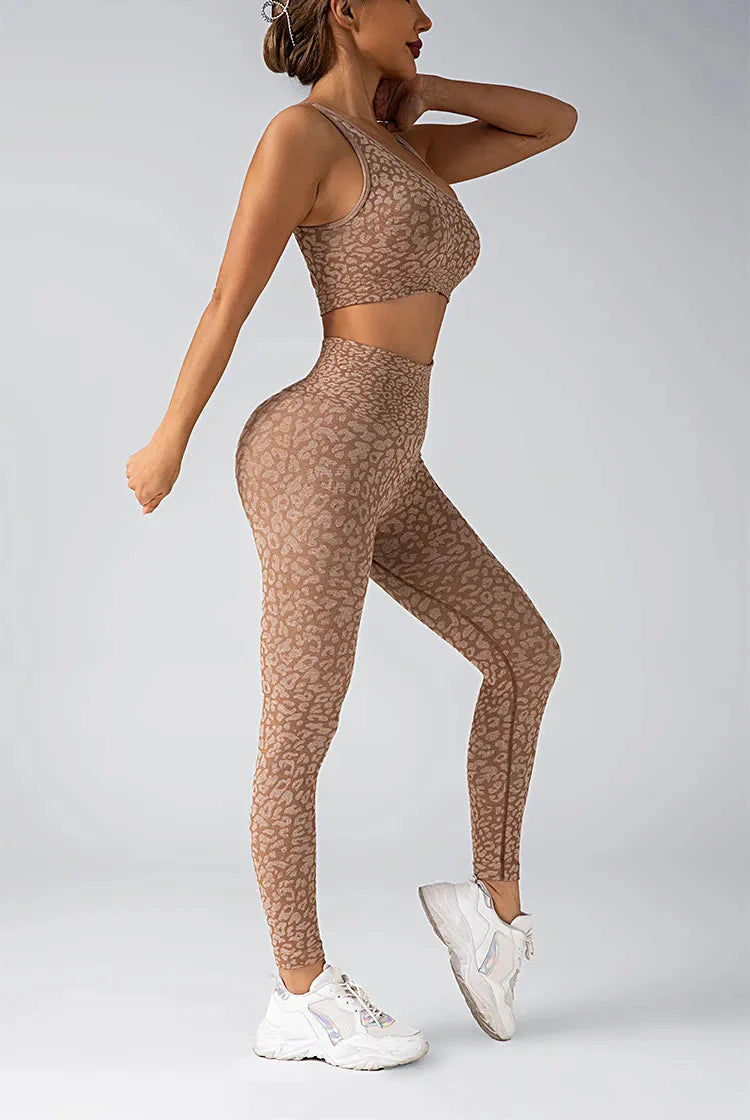 Wild & Free Leopard Print Gym Set - Stylish Leggings & Top Combo