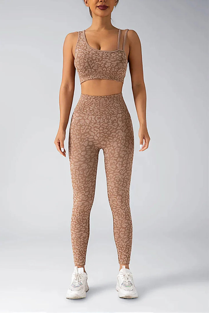 Wild & Free Leopard Print Gym Set - Stylish Leggings & Top Combo