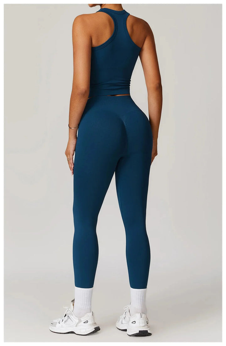 Elevate Your Workout: Momentum Seamless Racerback Fitness Set - Leggings & Top Combo