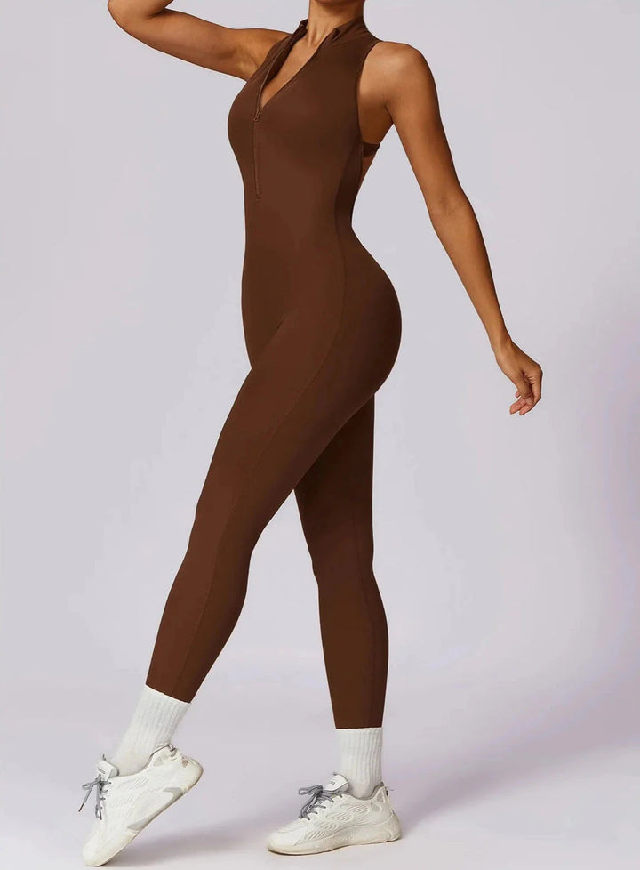 Mesmerizing Zipper Racerback Jumpsuit for Effortless Style