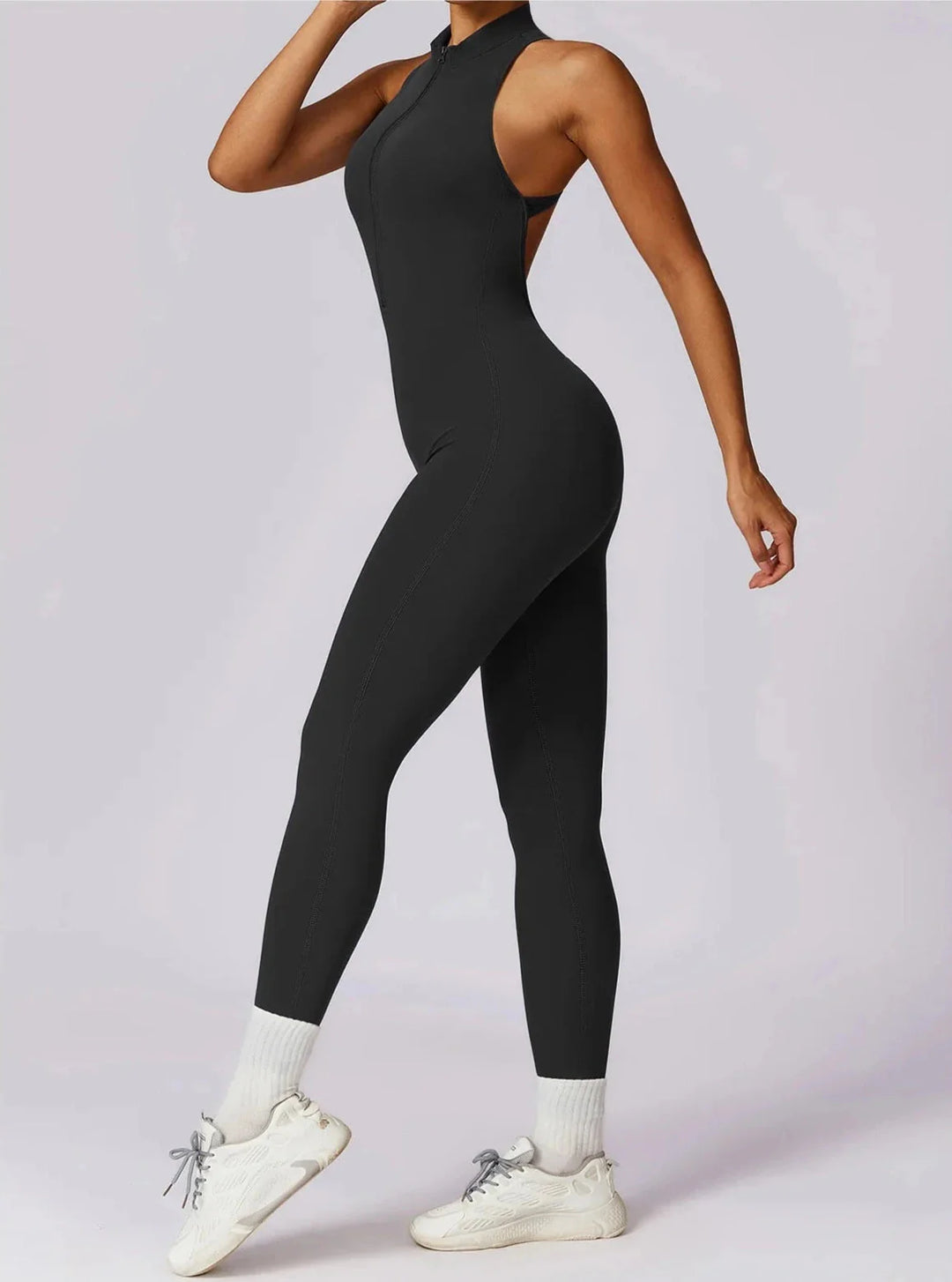 Mesmerizing Zipper Racerback Jumpsuit for Effortless Style