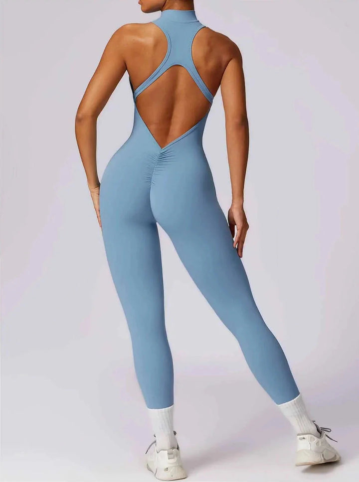 Mesmerizing Zipper Racerback Jumpsuit for Effortless Style