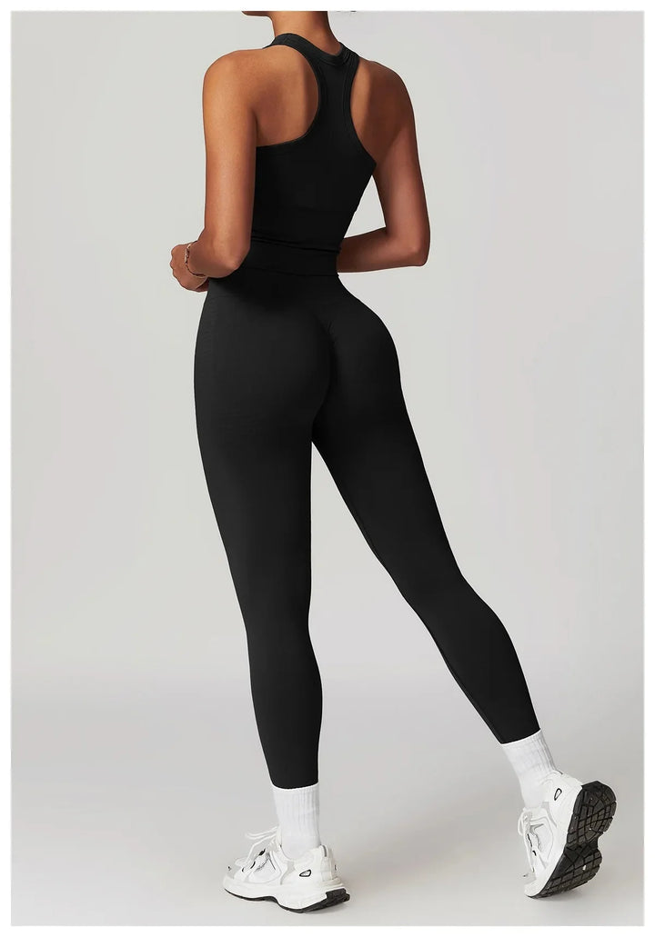 Elevate Your Workout: Momentum Seamless Racerback Fitness Set - Leggings & Top Combo