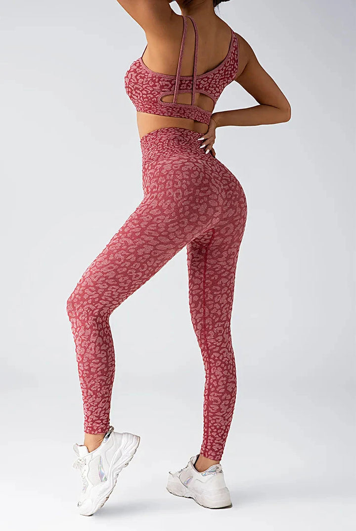 Wild & Free Leopard Print Gym Set - Stylish Leggings & Top Combo