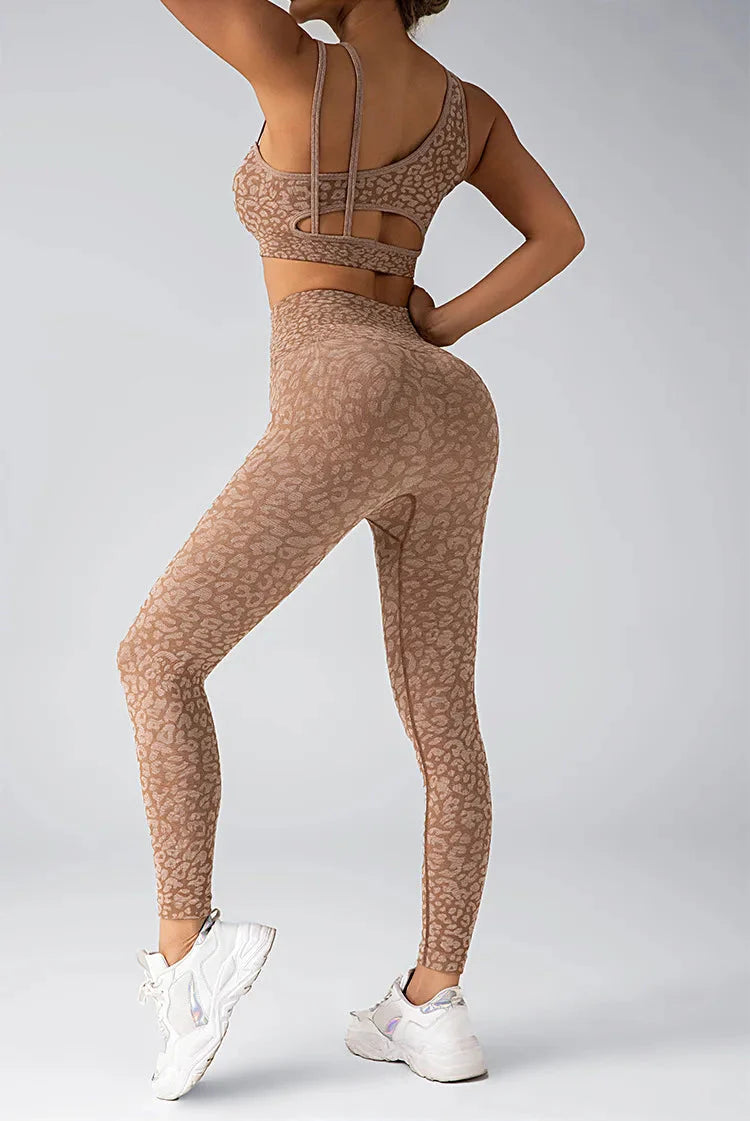 Wild & Free Leopard Print Gym Set - Stylish Leggings & Top Combo