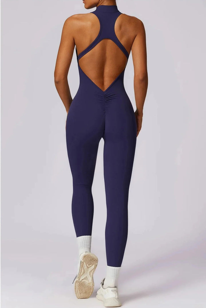 Mesmerizing Zipper Racerback Jumpsuit for Effortless Style