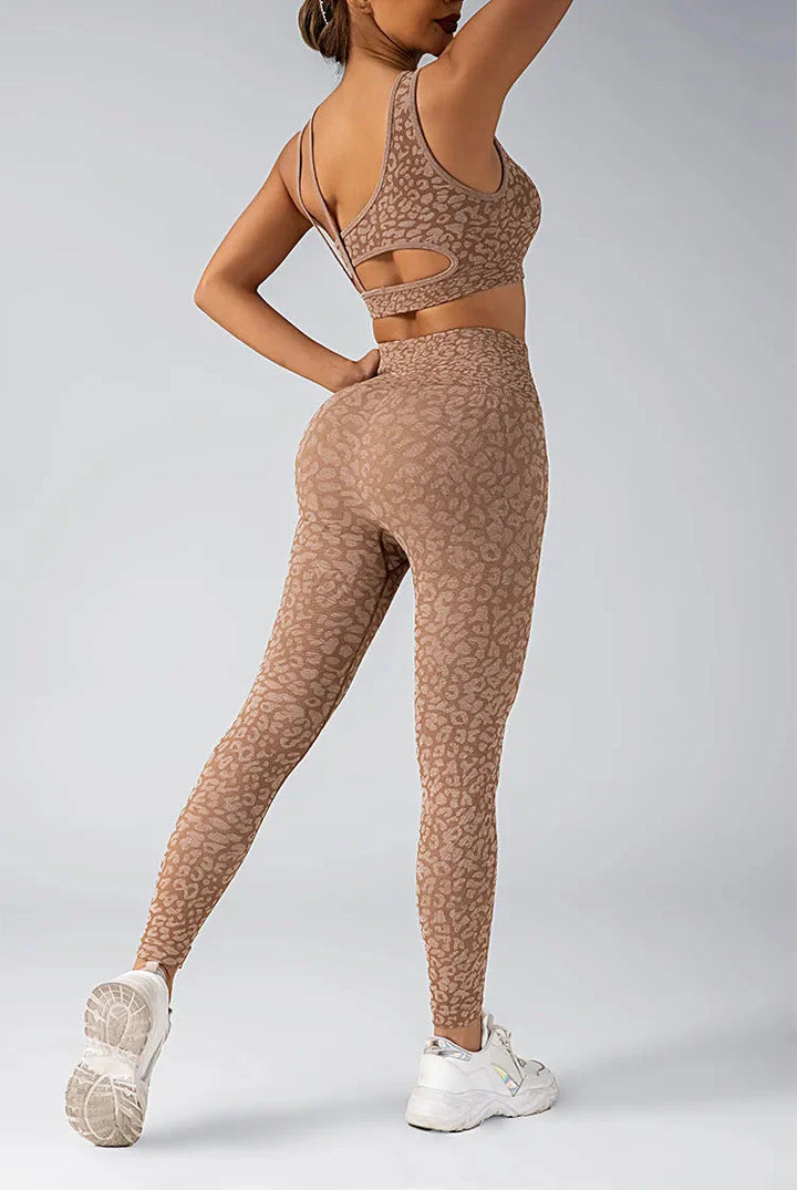 Wild & Free Leopard Print Gym Set - Stylish Leggings & Top Combo