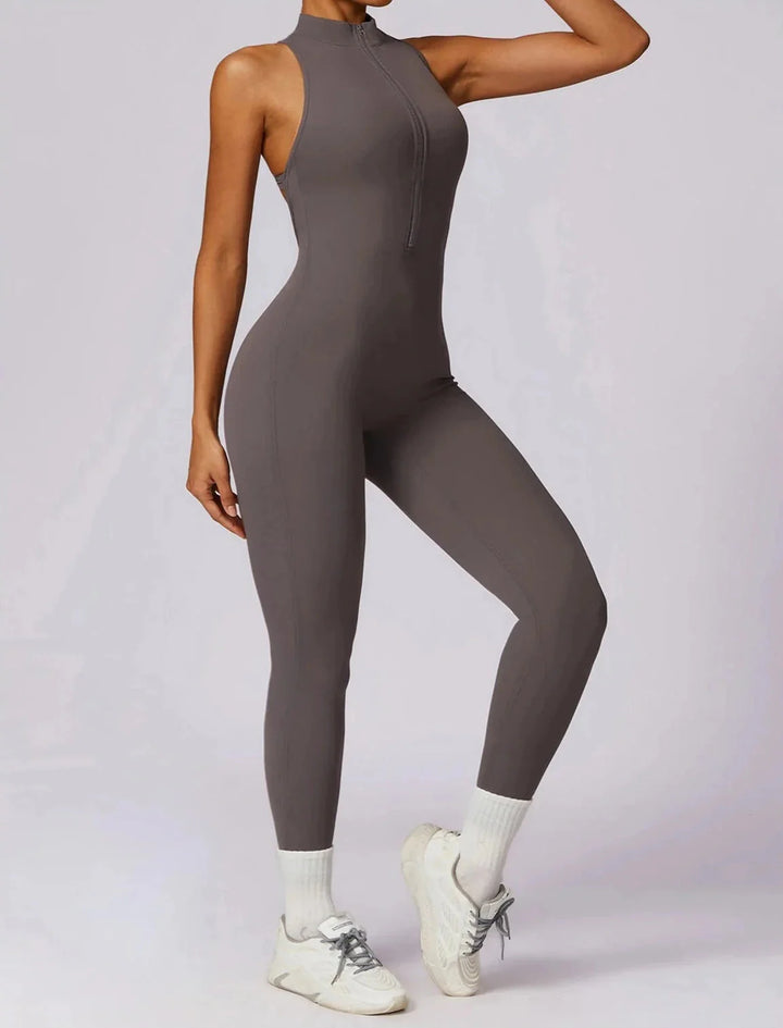 Mesmerizing Zipper Racerback Jumpsuit for Effortless Style