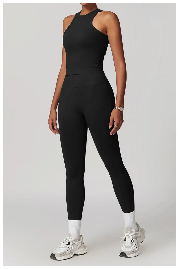 Elevate Your Workout: Momentum Seamless Racerback Fitness Set - Leggings & Top Combo