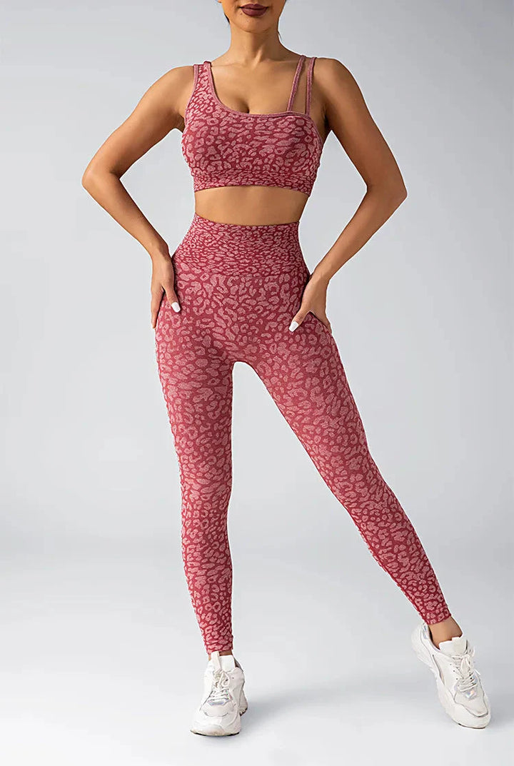 Wild & Free Leopard Print Gym Set - Stylish Leggings & Top Combo