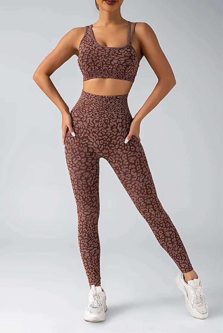 Wild & Free Leopard Print Gym Set - Stylish Leggings & Top Combo