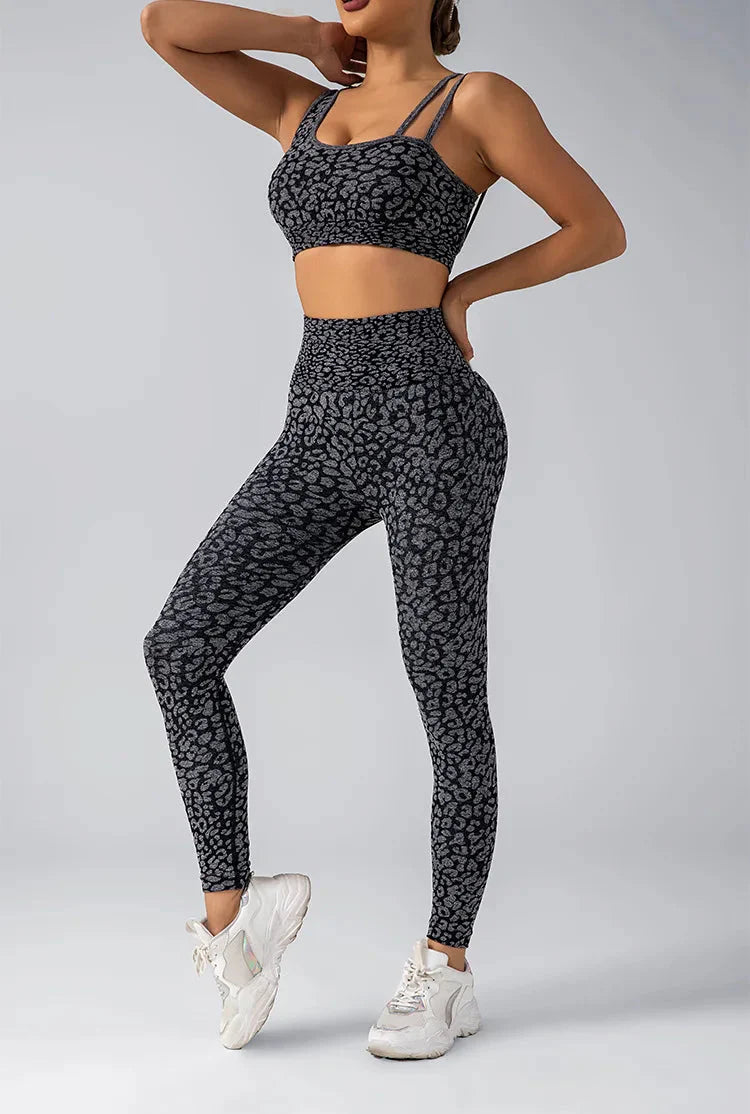 Wild & Free Leopard Print Gym Set - Stylish Leggings & Top Combo