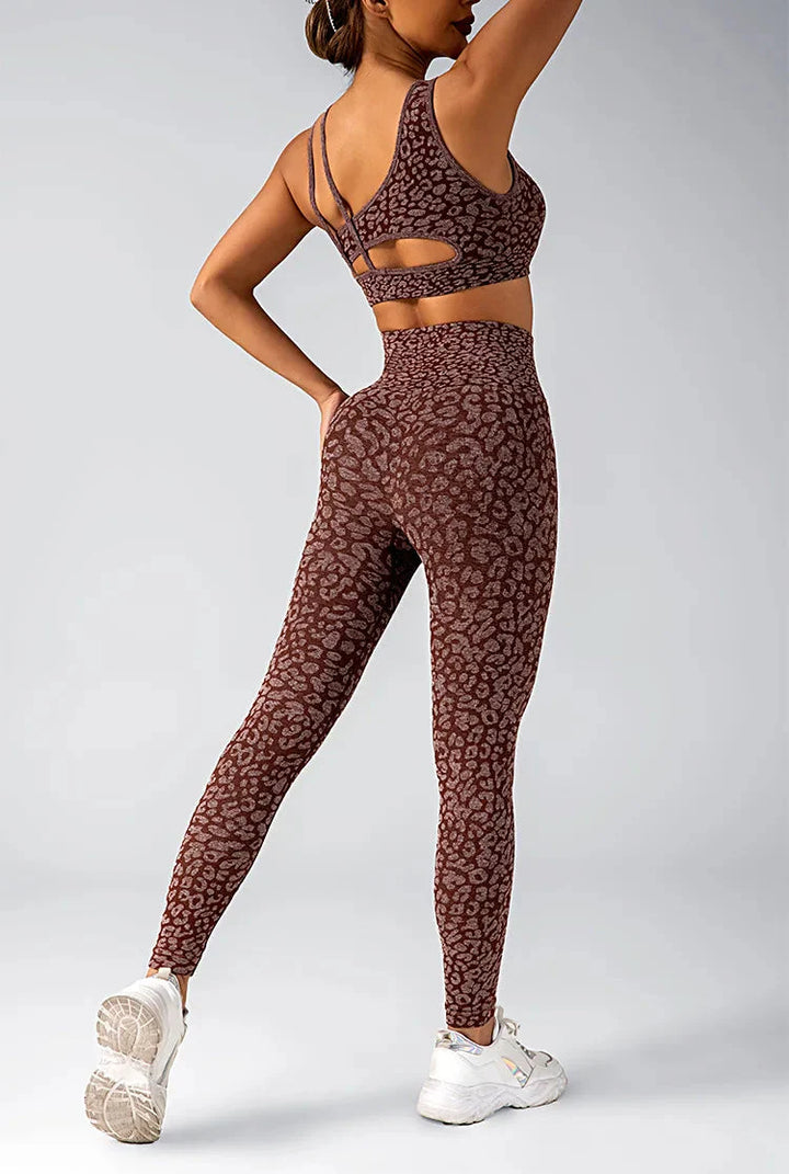 Wild & Free Leopard Print Gym Set - Stylish Leggings & Top Combo