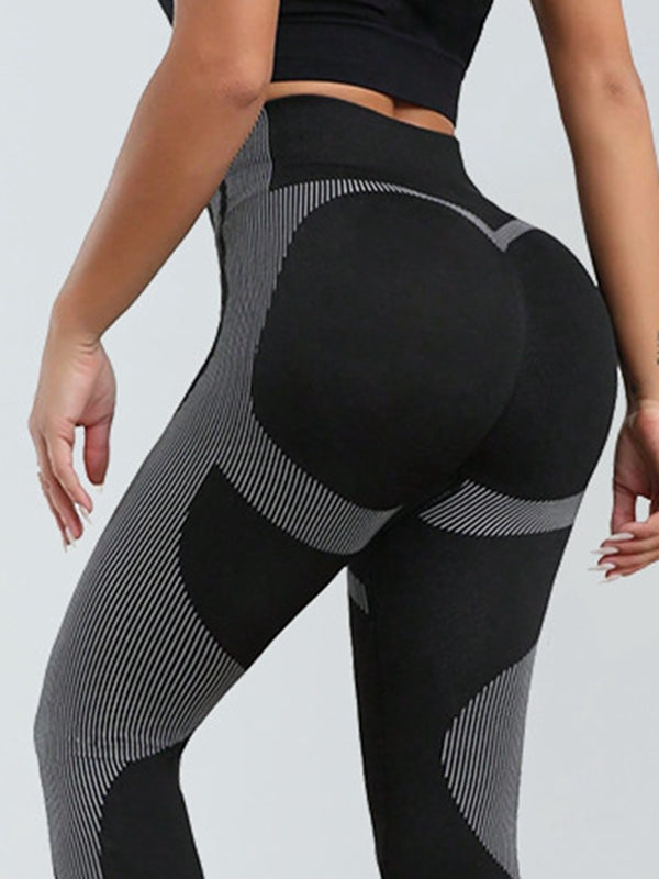 Female Contrast Color Stripes Scrunch Bum Leggings