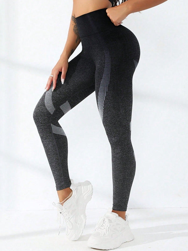 Female Contrast Color Stripes Scrunch Bum Leggings