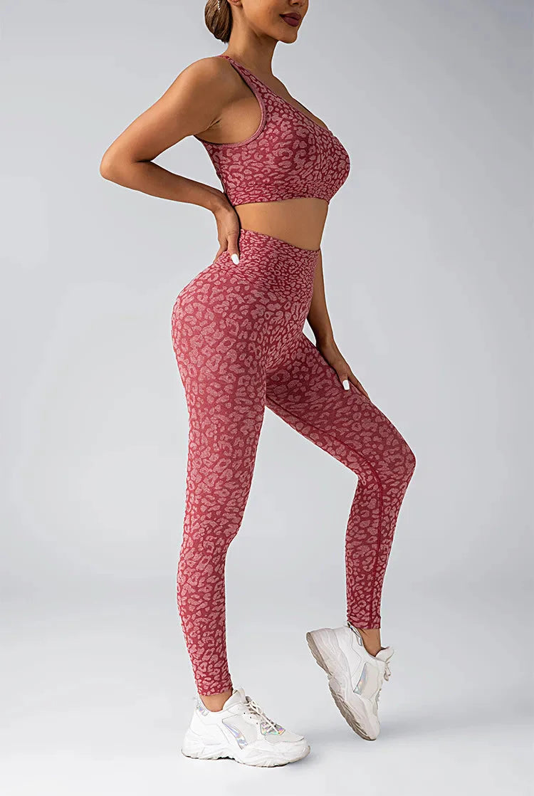 Wild & Free Leopard Print Gym Set - Stylish Leggings & Top Combo