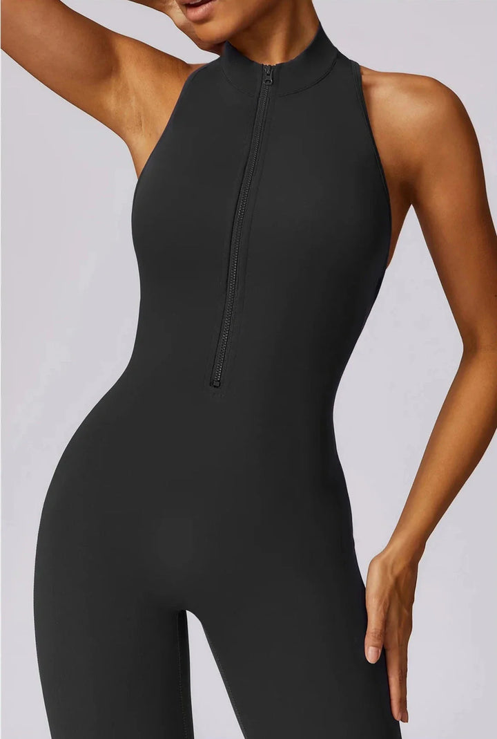 Mesmerizing Zipper Racerback Jumpsuit for Effortless Style