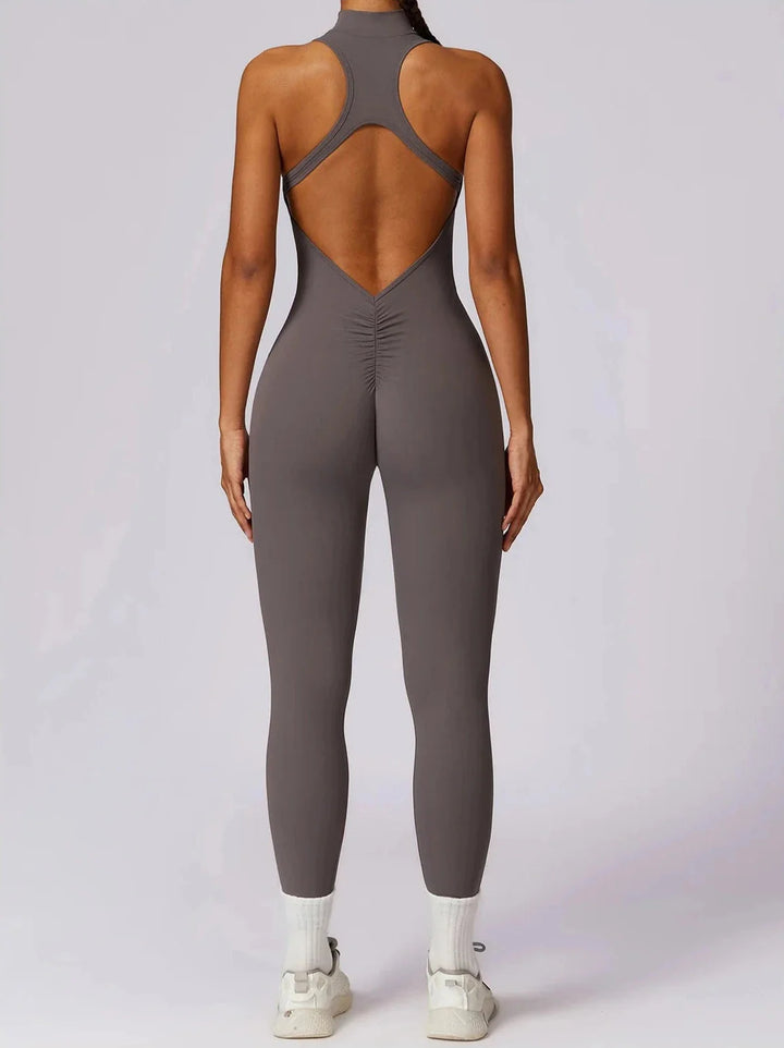 Mesmerizing Zipper Racerback Jumpsuit for Effortless Style