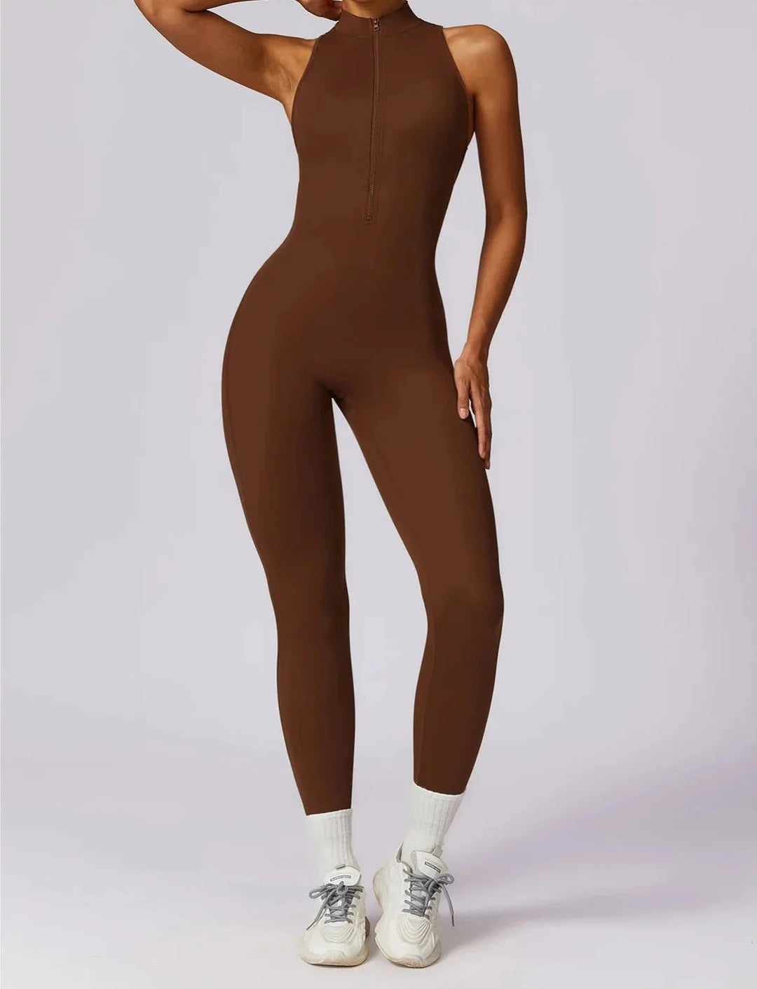 Mesmerizing Zipper Racerback Jumpsuit for Effortless Style