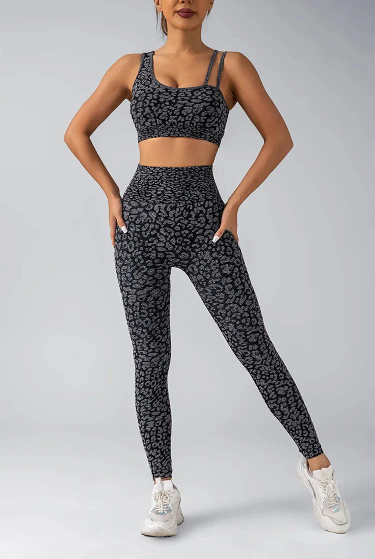 Wild & Free Leopard Print Gym Set - Stylish Leggings & Top Combo