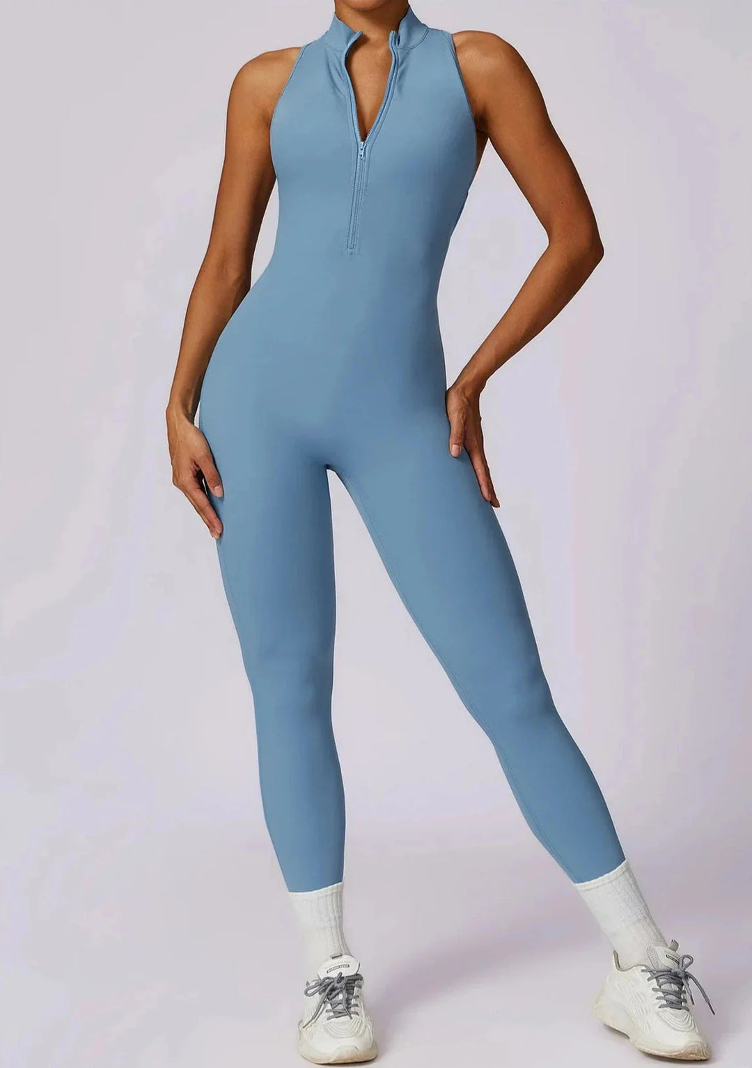 Mesmerizing Zipper Racerback Jumpsuit for Effortless Style