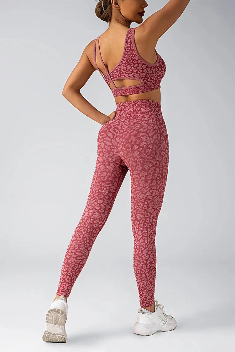 Wild & Free Leopard Print Gym Set - Stylish Leggings & Top Combo