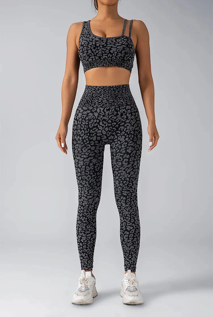 Wild & Free Leopard Print Gym Set - Stylish Leggings & Top Combo