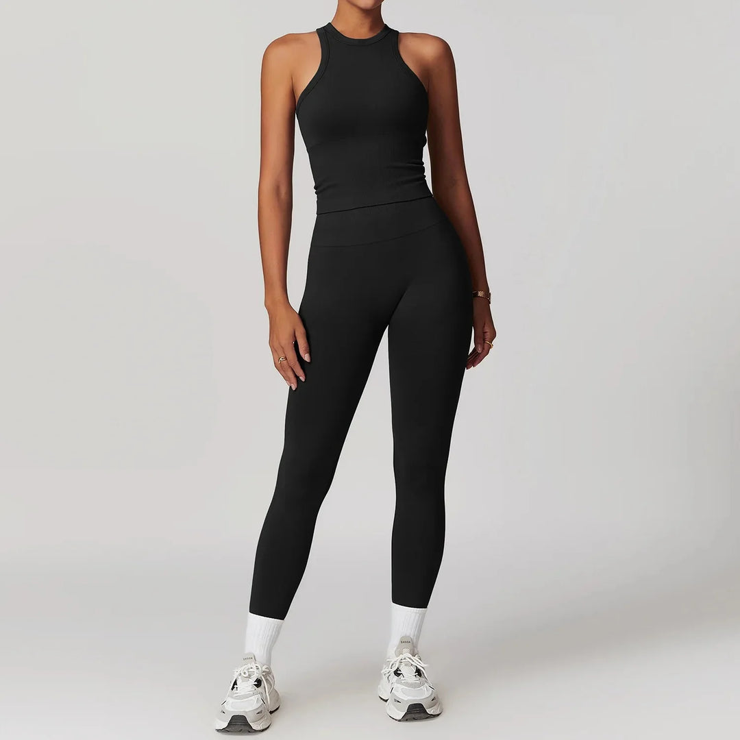 Elevate Your Workout: Momentum Seamless Racerback Fitness Set - Leggings & Top Combo